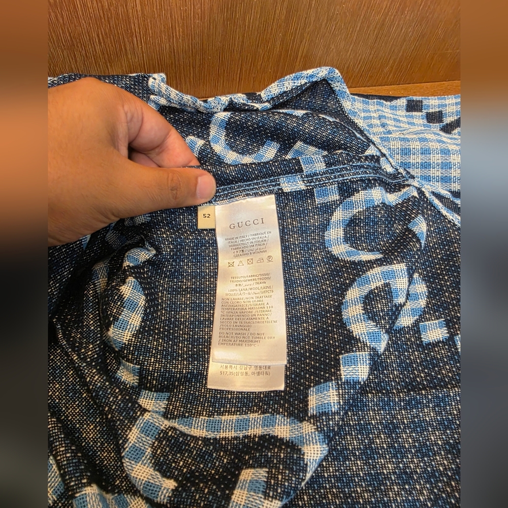 Made In Italy Gucci Jumbo GG checked 100% wool shirt - Picture 16 of 16